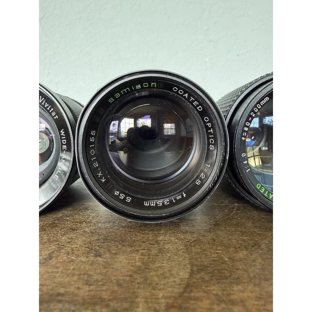 Vintage Lens Lot (3pc): Vivitar 28mm f2.5, Samigon 135mm f2.8, Sears 80-200mm f4